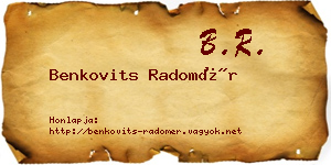 Benkovits Radomér névjegykártya